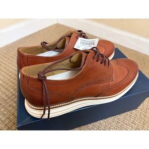 Cole Haan Original Grand Shortwing Mens US 10 Woodbury Ivory Leather Oxfords New